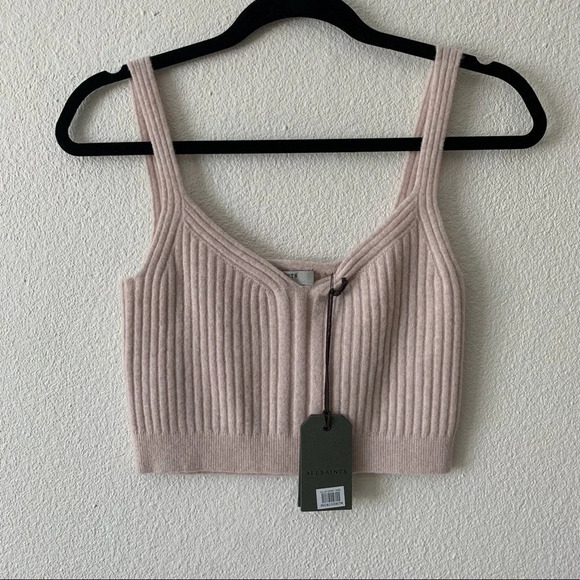 NWT ALL SAINTS eNya Women's Crop Top Beige Med - Picture 2 of 8